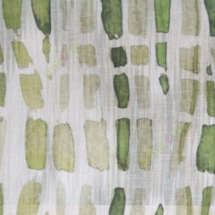 Green white brown color stone geometric shaped vertical rectangular shaped lines texture finished cotton sheer curtain